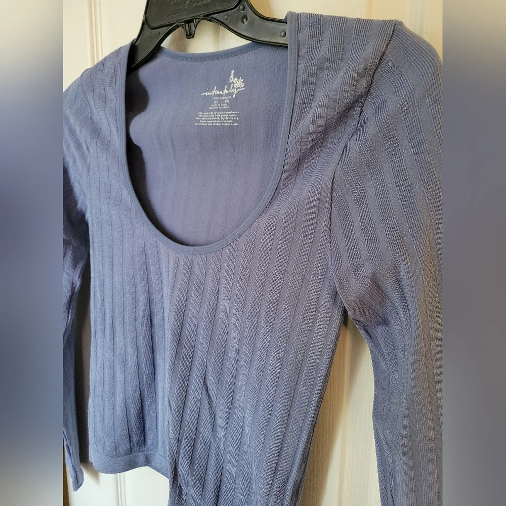 Free People Intimately Lucky You Layering Scoop Neck Shirt Sky Blue Size XS/S
